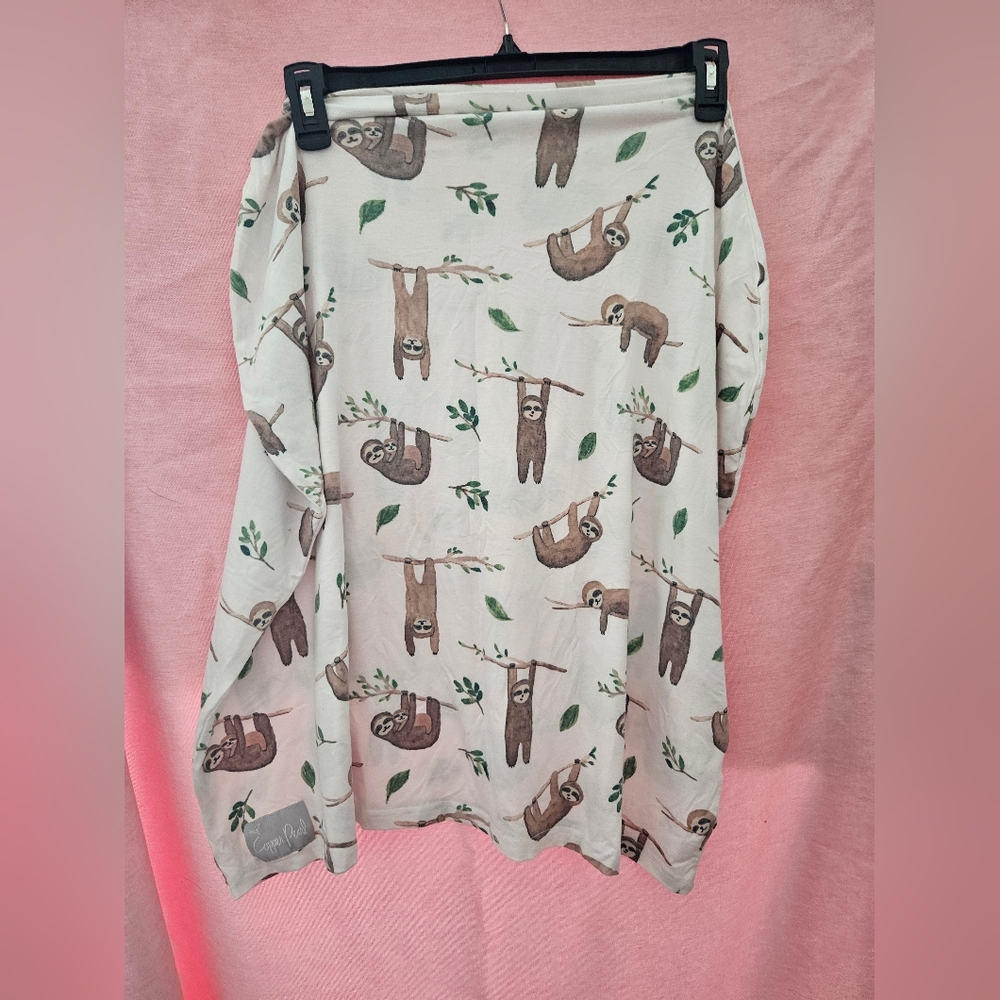Copper Pearl Sloth Watercolor Carseat Cover And Nursing Cover